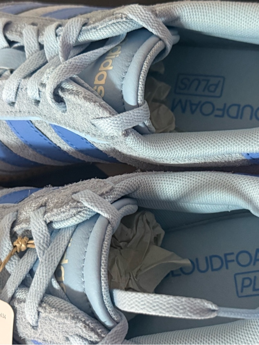 adidas Originals Light Blue Suede Sneakers with Blue Stripes and Gum Sole - Picture 6 of 13